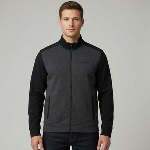 Calvin Klein Men’s Gray & Black Zip Up Track Jacket - Size Large